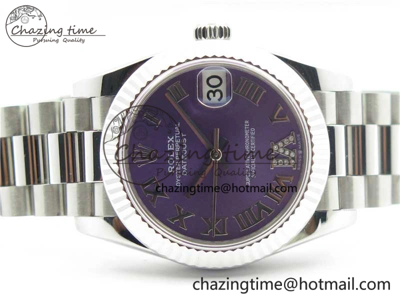 Datejust 31mm 278275 SS BP Maker Best Edition Purple Roman Dial Crystal @6 on SS President Bracelet