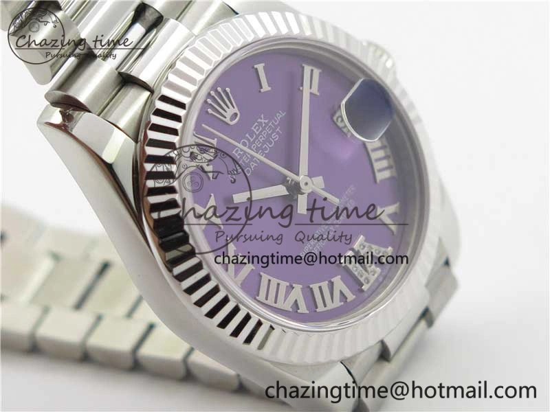 Datejust 31mm 278275 SS BP Maker Best Edition Purple Roman Dial Crystal @6 on SS President Bracelet