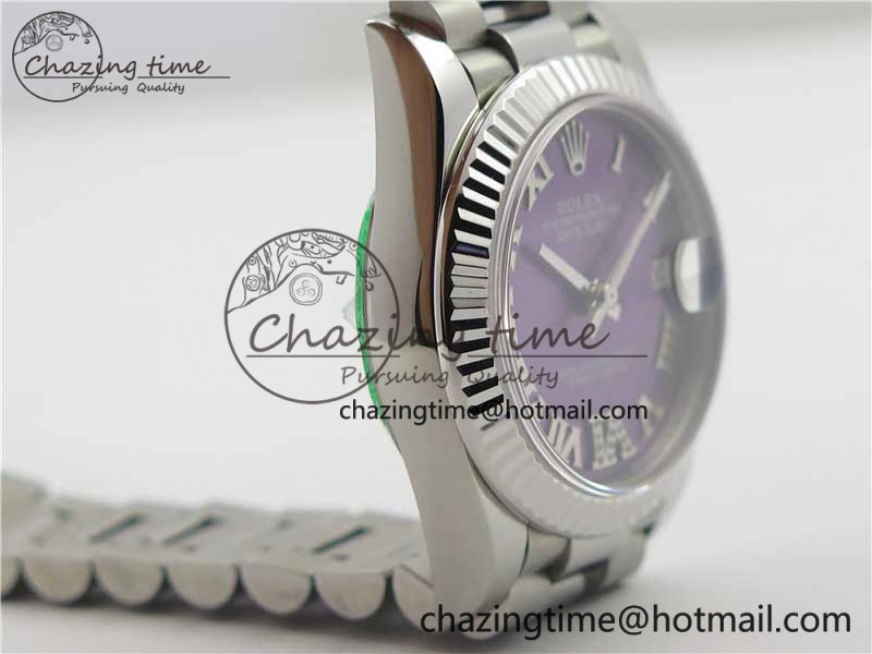 Datejust 31mm 278275 SS BP Maker Best Edition Purple Roman Dial Crystal @6 on SS President Bracelet