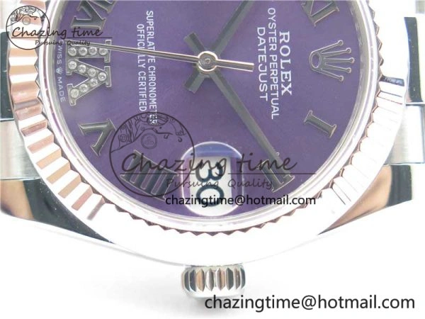 Datejust 31mm 278275 SS BP Maker Best Edition Purple Roman Dial Crystal @6 on SS President Bracelet