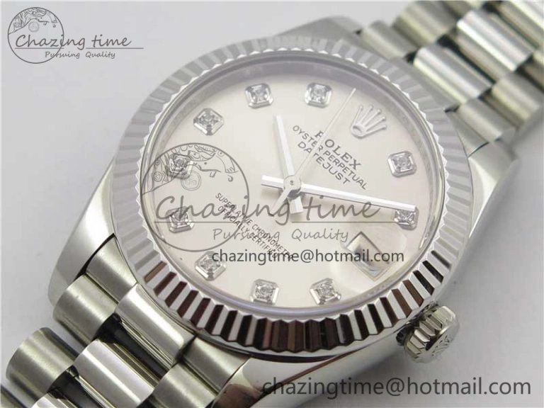 Datejust 31mm 278275 SS BP Maker Best Edition Silver Crystals Markers Dial on SS President Bracelet
