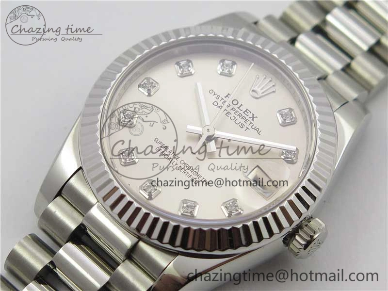 Datejust 31mm 278275 SS BP Maker Best Edition Silver Crystals Markers Dial on SS President Bracelet