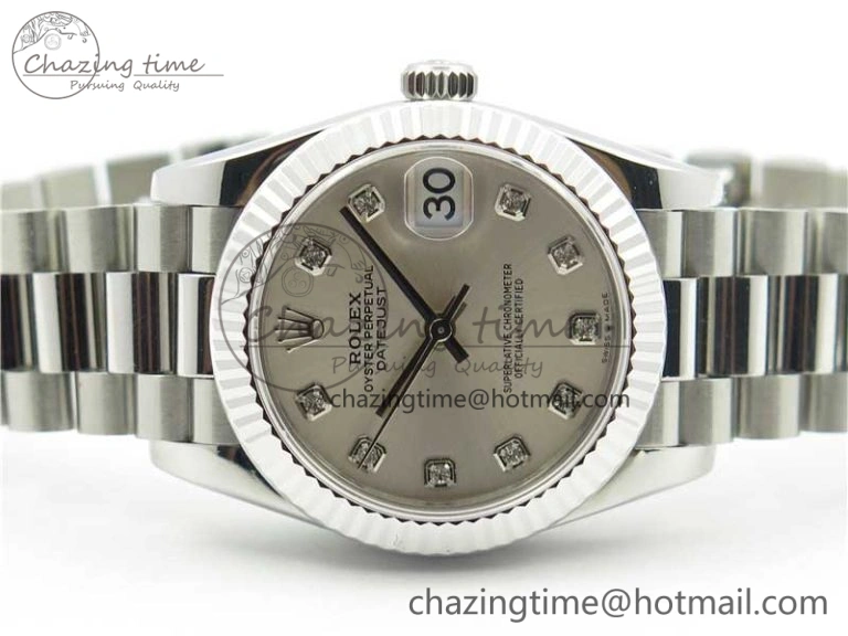 Datejust 31mm 278275 SS BP Maker Best Edition Silver Crystals Markers Dial on SS President Bracelet