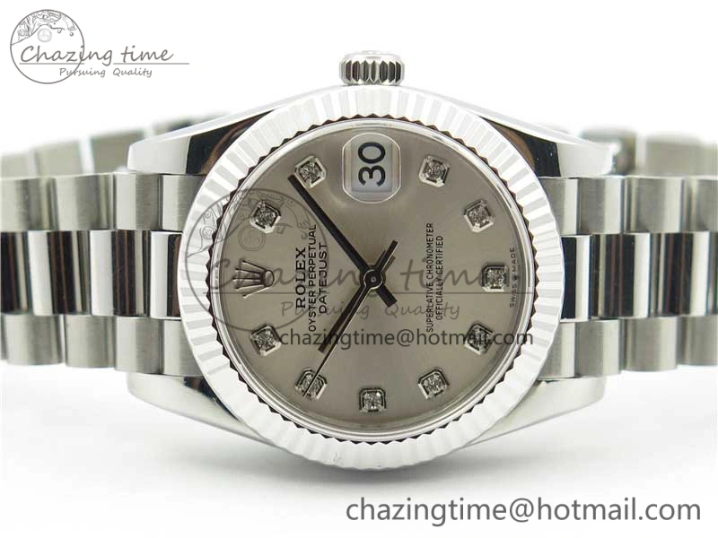 Datejust 31mm 278275 SS BP Maker Best Edition Silver Crystals Markers Dial on SS President Bracelet