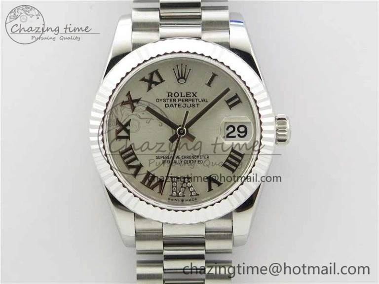 Datejust 31mm 278275 SS BP Maker Best Edition Silver Roman Dial Crystal @6 on SS President Bracelet
