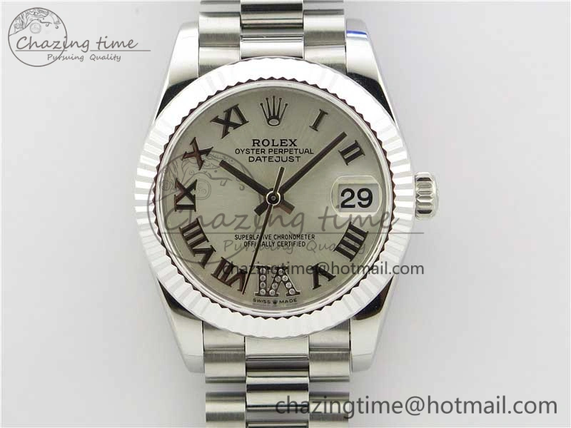 Datejust 31mm 278275 SS BP Maker Best Edition Silver Roman Dial Crystal @6 on SS President Bracelet