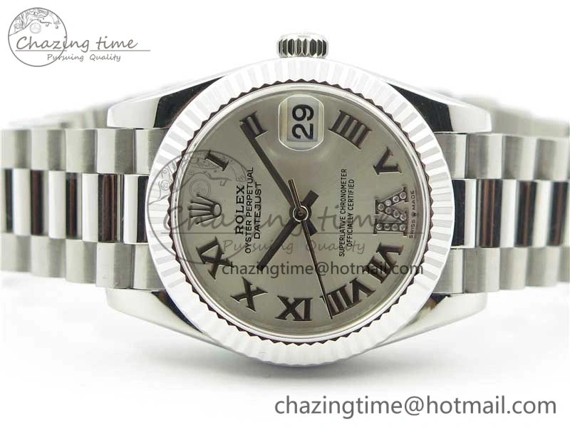 Datejust 31mm 278275 SS BP Maker Best Edition Silver Roman Dial Crystal @6 on SS President Bracelet