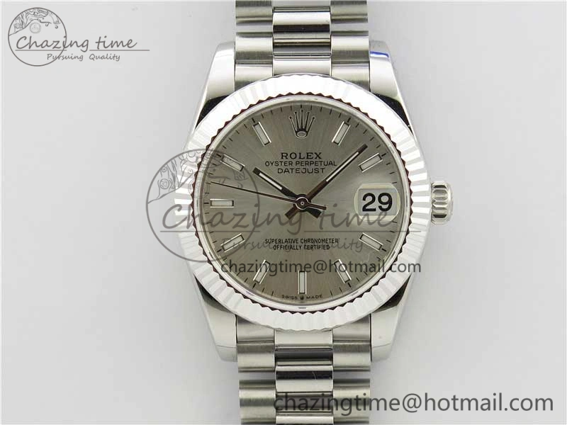 Datejust 31mm 278275 SS BP Maker Best Edition Silver Stick Markers Dial on SS President Bracelet