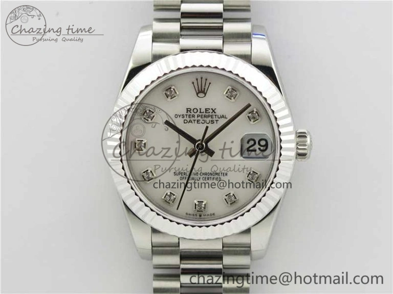 Datejust 31mm 278275 SS BP Maker Best Edition White MOP Crystals Markers Dial on SS President Bracelet