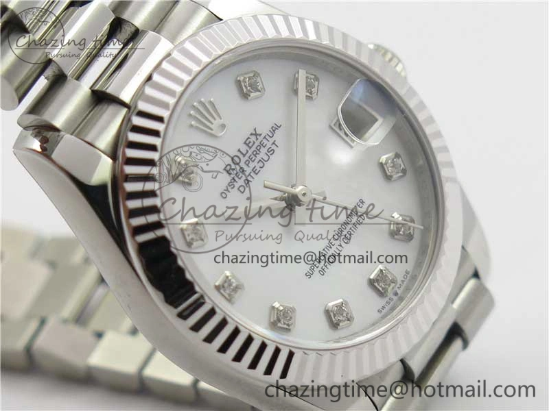 Datejust 31mm 278275 SS BP Maker Best Edition White MOP Crystals Markers Dial on SS President Bracelet