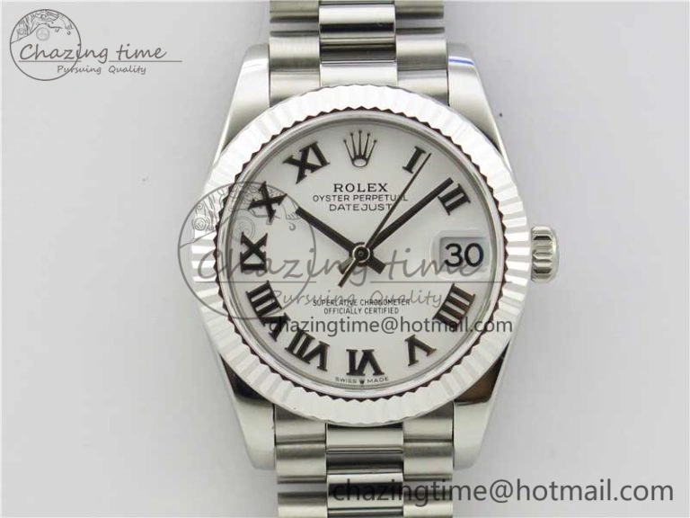 Datejust 31mm 278275 SS BP Maker Best Edition White Roman Dial on SS President Bracelet