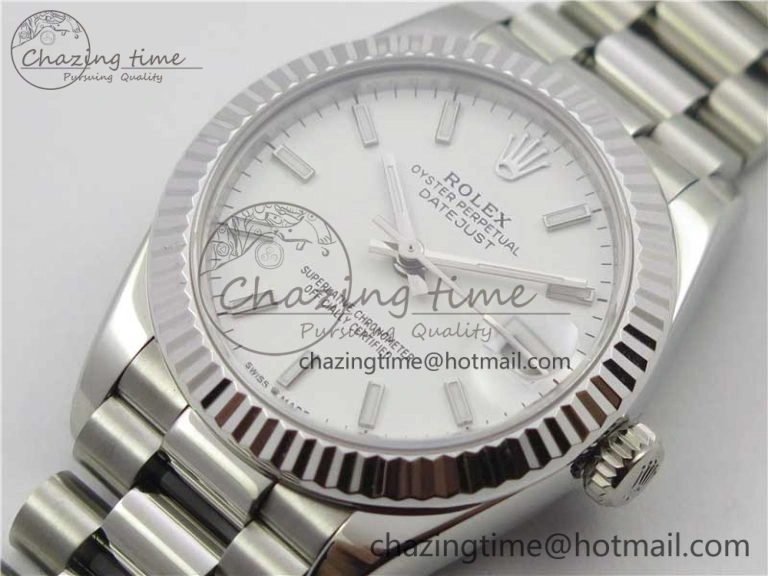 Datejust 31mm 278275 SS BP Maker Best Edition White Stick Markers Dial on SS President Bracelet