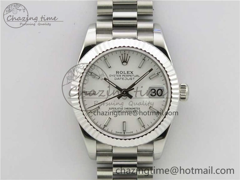 Datejust 31mm 278275 SS BP Maker Best Edition White Stick Markers Dial on SS President Bracelet