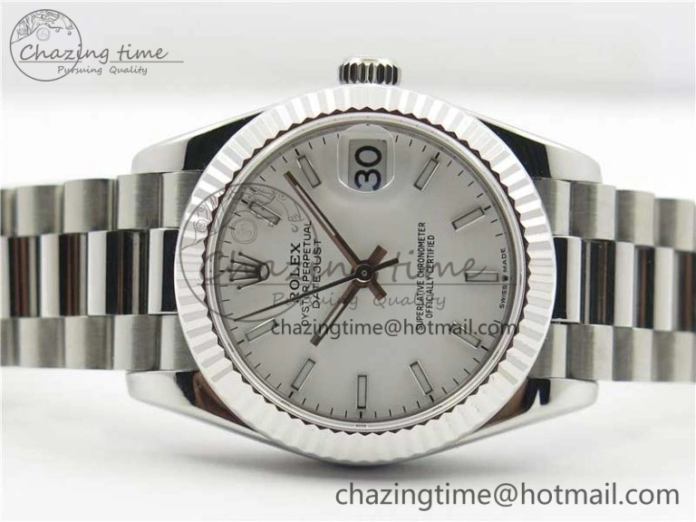 Datejust 31mm 278275 SS BP Maker Best Edition White Stick Markers Dial on SS President Bracelet