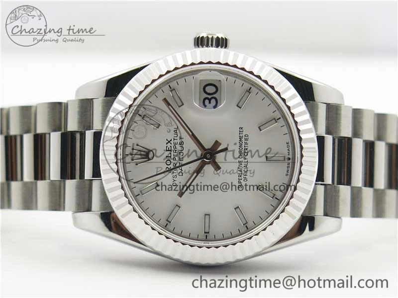 Datejust 31mm 278275 SS BP Maker Best Edition White Stick Markers Dial on SS President Bracelet