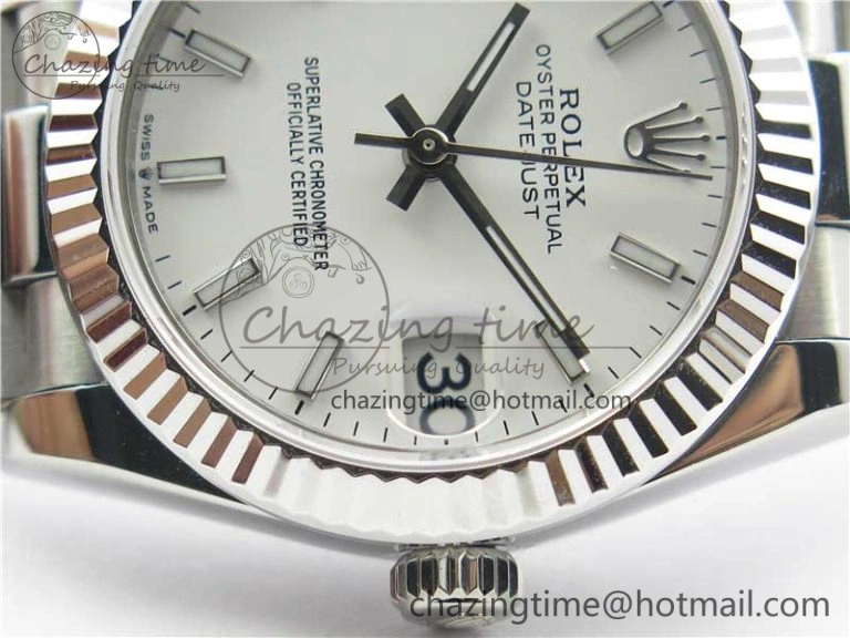Datejust 31mm 278275 SS BP Maker Best Edition White Stick Markers Dial on SS President Bracelet