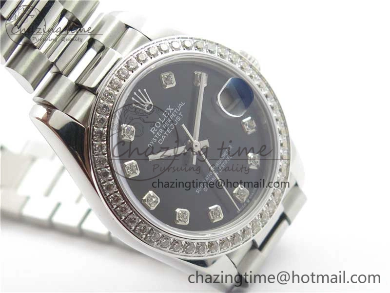 Datejust 31mm 278275 SS Crystal Bezel BP Maker Best Edition Black Dial Crystal on SS President Bracelet