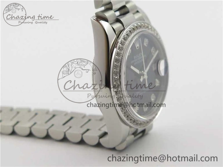 Datejust 31mm 278275 SS Crystal Bezel BP Maker Best Edition Black Dial Crystal on SS President Bracelet