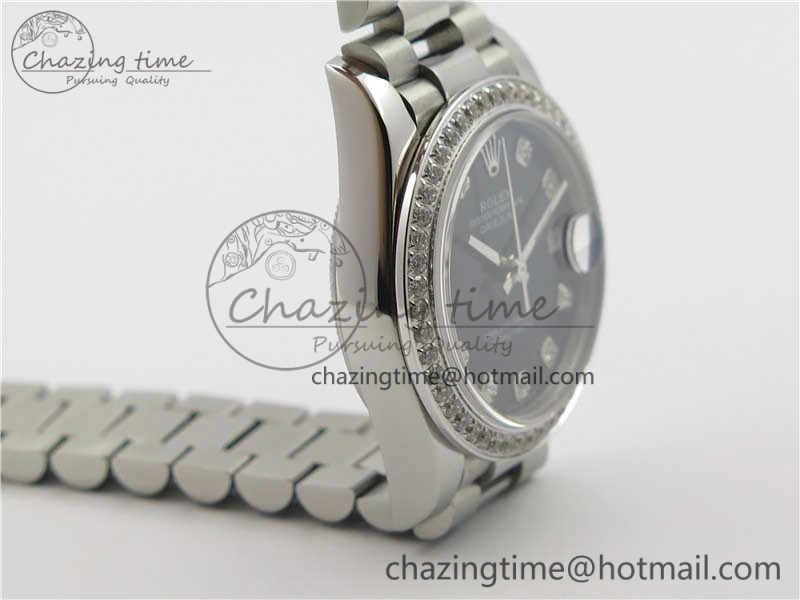 Datejust 31mm 278275 SS Crystal Bezel BP Maker Best Edition Black Dial Crystal on SS President Bracelet