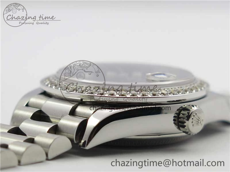 Datejust 31mm 278275 SS Crystal Bezel BP Maker Best Edition Gray Crystals Markers Dial on SS President Bracelet