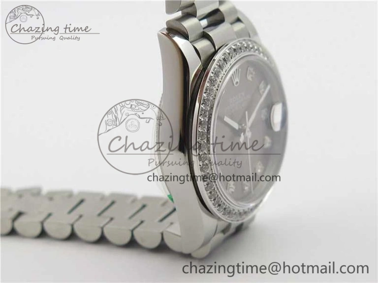 Datejust 31mm 278275 SS Crystal Bezel BP Maker Best Edition Gray Crystals Markers Dial on SS President Bracelet