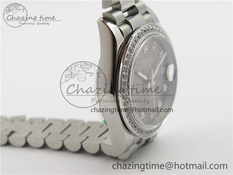 Datejust 31mm 278275 SS Crystal Bezel BP Maker Best Edition Gray Crystals Markers Dial on SS President Bracelet