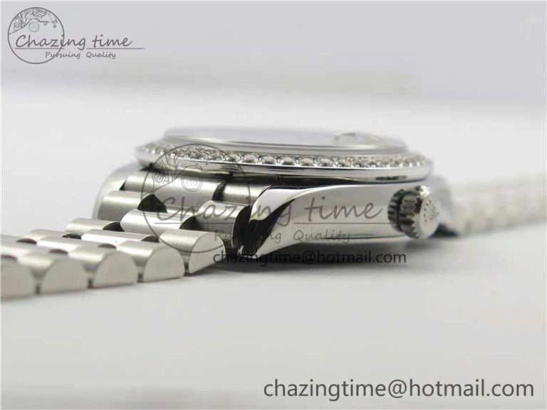 Datejust 31mm 278275 SS Crystal Bezel BP Maker Best Edition Gray Crystals Markers Dial on SS President Bracelet