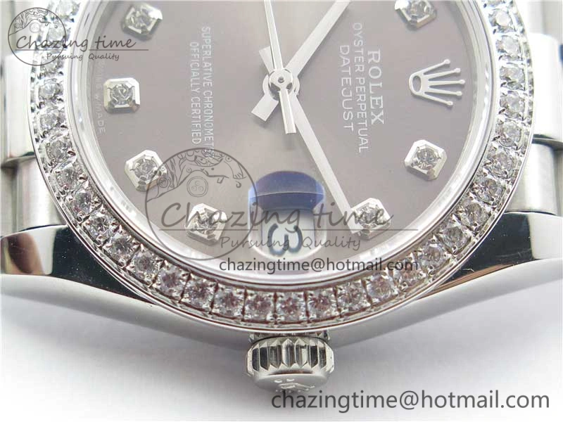 Datejust 31mm 278275 SS Crystal Bezel BP Maker Best Edition Gray Crystals Markers Dial on SS President Bracelet