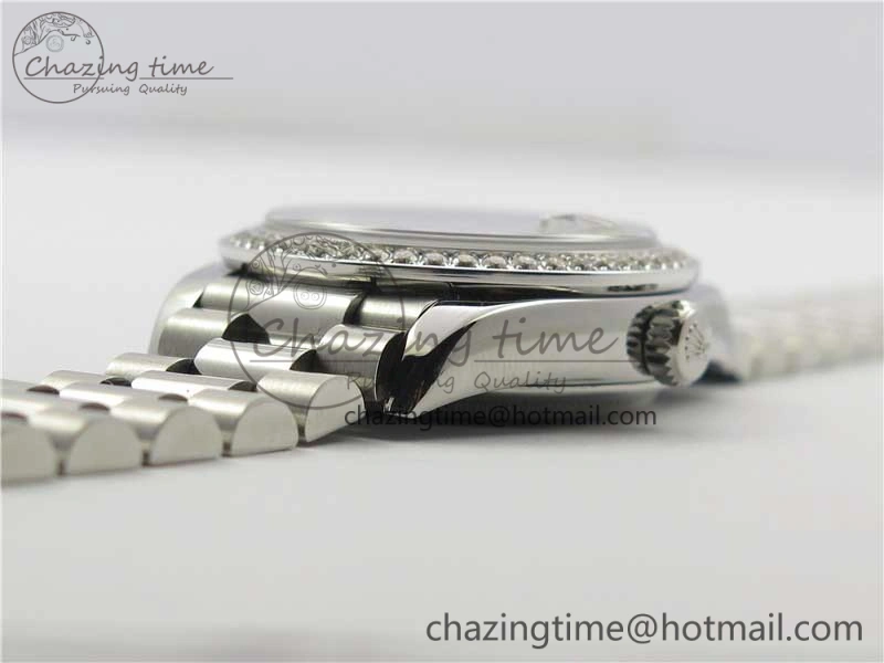 Datejust 31mm 278275 SS Crystal Bezel BP Maker Best Edition Gray Crystals Markers Dial on SS President Bracelet