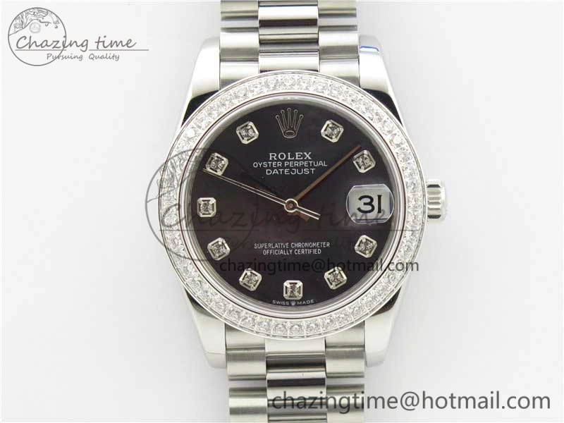 Datejust 31mm 278275 SS Crystal Bezel BP Maker Best Edition Gray MOP Dial Crystal on SS President Bracelet