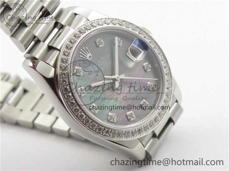 Datejust 31mm 278275 SS Crystal Bezel BP Maker Best Edition Gray MOP Dial Crystal on SS President Bracelet