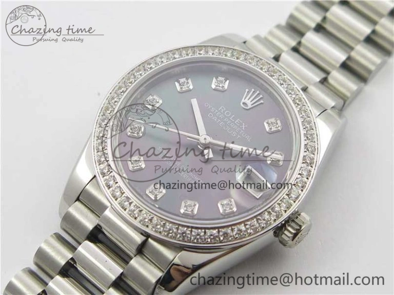 Datejust 31mm 278275 SS Crystal Bezel BP Maker Best Edition Gray MOP Dial Crystal on SS President Bracelet
