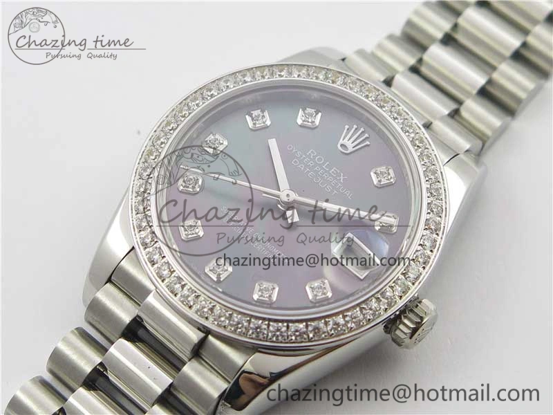 Datejust 31mm 278275 SS Crystal Bezel BP Maker Best Edition Gray MOP Dial Crystal on SS President Bracelet