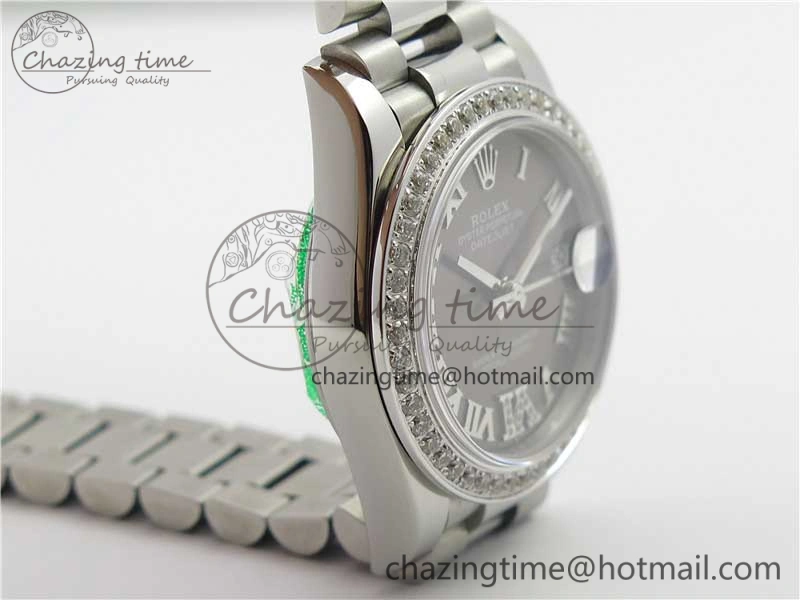 Datejust 31mm 278275 SS Crystal Bezel BP Maker Best Edition Gray Roman Dial Crystal @6 on SS President Bracelet