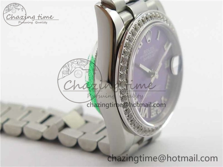 Datejust 31mm 278275 SS Crystal Bezel BP Maker Best Edition Purple Roman Dial Crystal @6 on SS President Bracelet