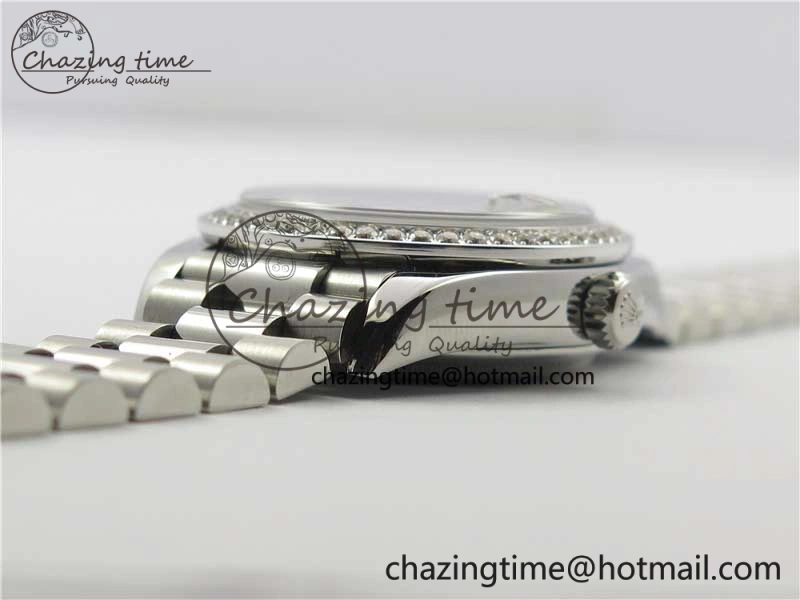 Datejust 31mm 278275 SS Crystal Bezel BP Maker Best Edition Purple Roman Dial Crystal @6 on SS President Bracelet