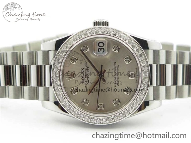 Datejust 31mm 278275 SS Crystal Bezel BP Maker Best Edition Silver Crystals Markers Dial on SS President Bracelet