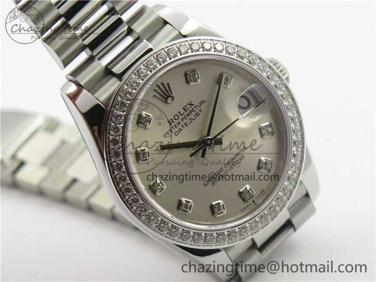 Datejust 31mm 278275 SS Crystal Bezel BP Maker Best Edition Silver Crystals Markers Dial on SS President Bracelet