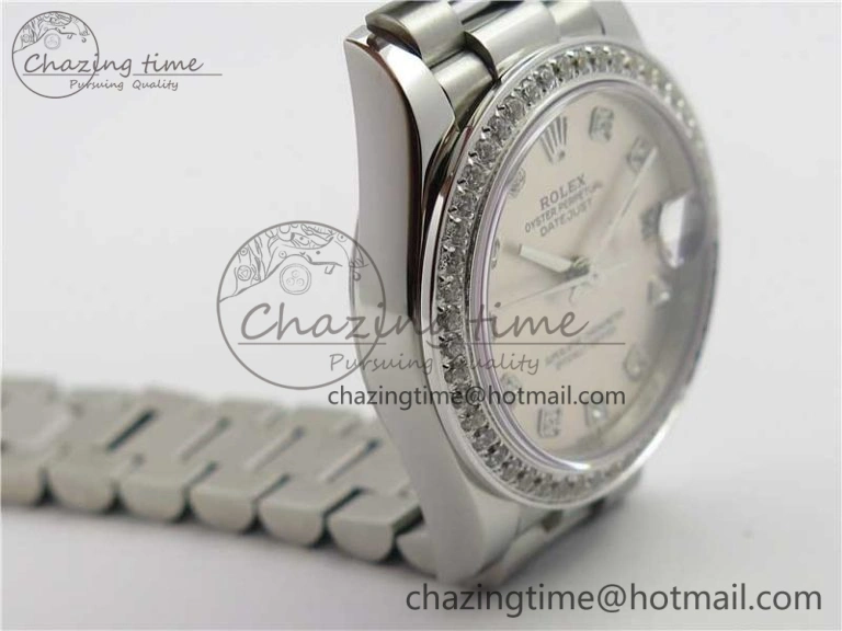 Datejust 31mm 278275 SS Crystal Bezel BP Maker Best Edition Silver Crystals Markers Dial on SS President Bracelet