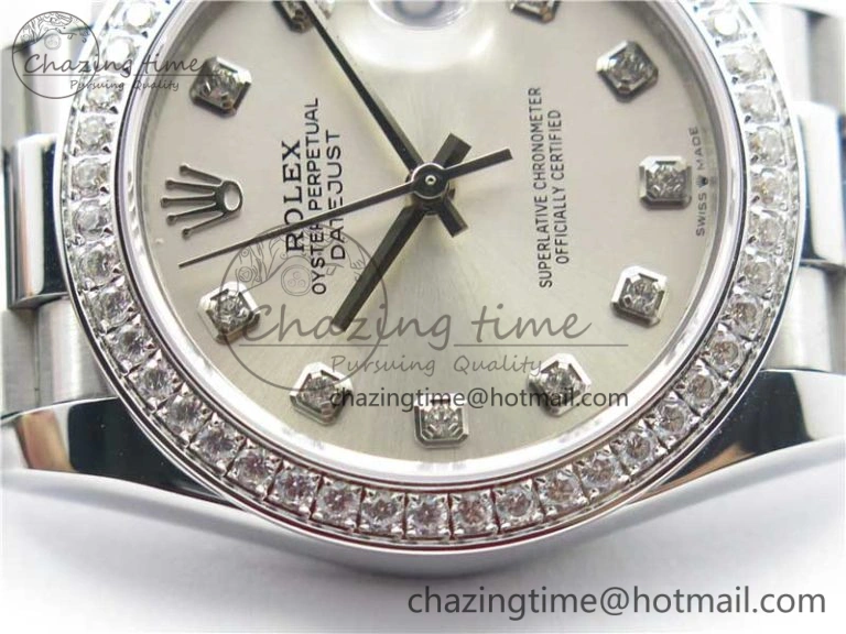 Datejust 31mm 278275 SS Crystal Bezel BP Maker Best Edition Silver Crystals Markers Dial on SS President Bracelet