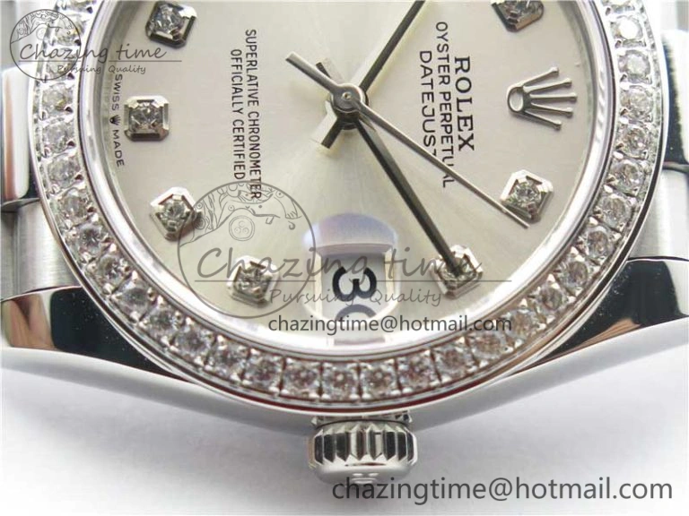 Datejust 31mm 278275 SS Crystal Bezel BP Maker Best Edition Silver Crystals Markers Dial on SS President Bracelet