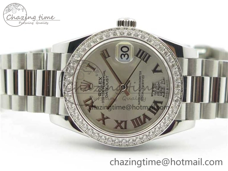 Datejust 31mm 278275 SS Crystal Bezel BP Maker Best Edition Silver Roman Dial Crystal @6 on SS President Bracelet
