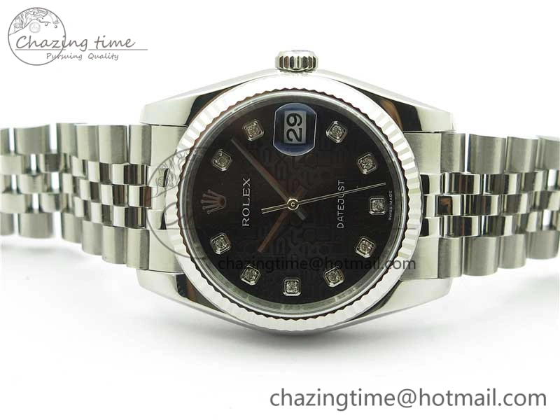 Datejust 36mm 116234 904L SS DJF 1:1 Best Edition Black Dial Diam Markers On SS Jubilee Bracelet A2824