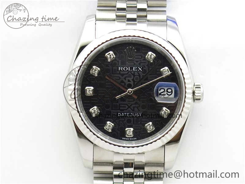 Datejust 36mm 116234 904L SS DJF 1:1 Best Edition Black Dial Diam Markers On SS Jubilee Bracelet A2824