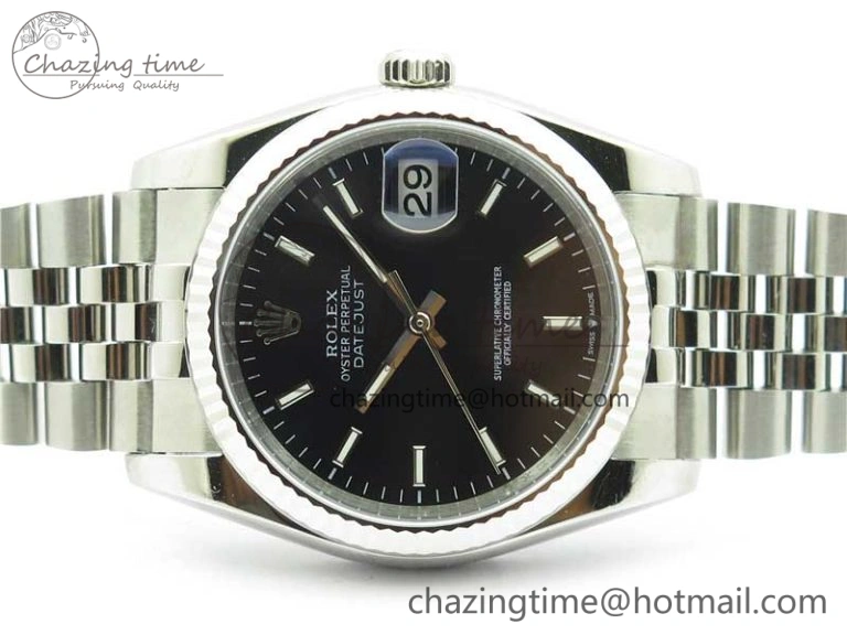 Datejust 36mm 116234 904L SS DJF 1:1 Best Edition Black Dial Sticks Markers On SS Jubilee Bracelet A2824