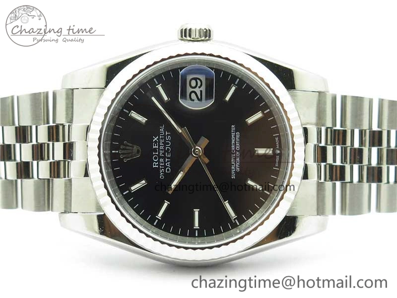 Datejust 36mm 116234 904L SS DJF 1:1 Best Edition Black Dial Sticks Markers On SS Jubilee Bracelet A2824