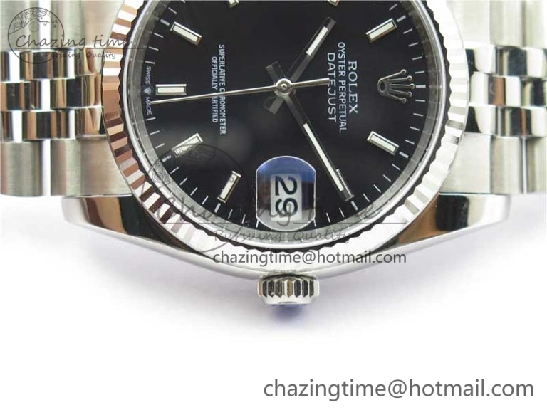 Datejust 36mm 116234 904L SS DJF 1:1 Best Edition Black Dial Sticks Markers On SS Jubilee Bracelet A2824
