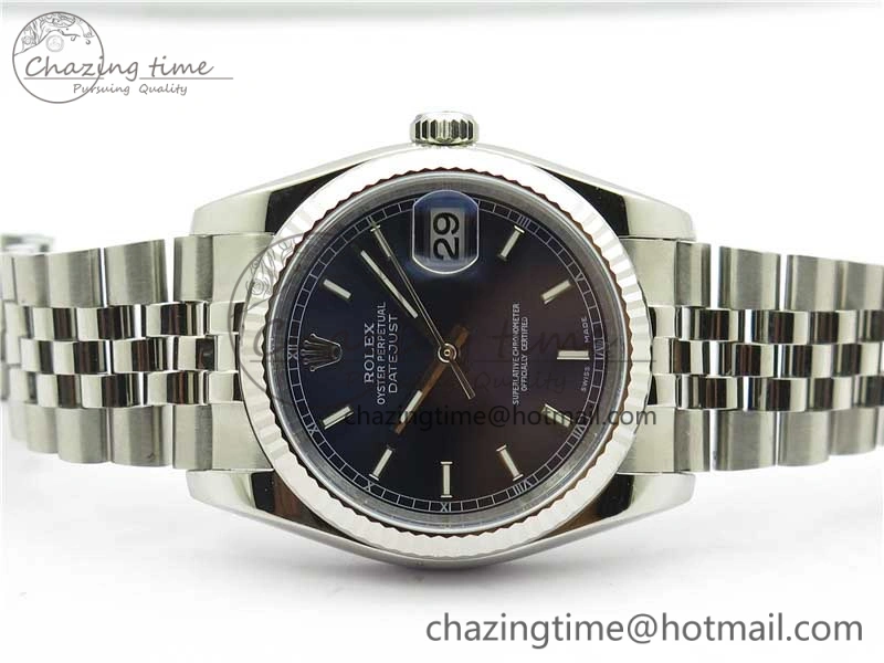 Datejust 36mm 116234 904L SS DJF 1:1 Best Edition Blue Dial Sticks Markers On SS Jubilee Bracelet A2824