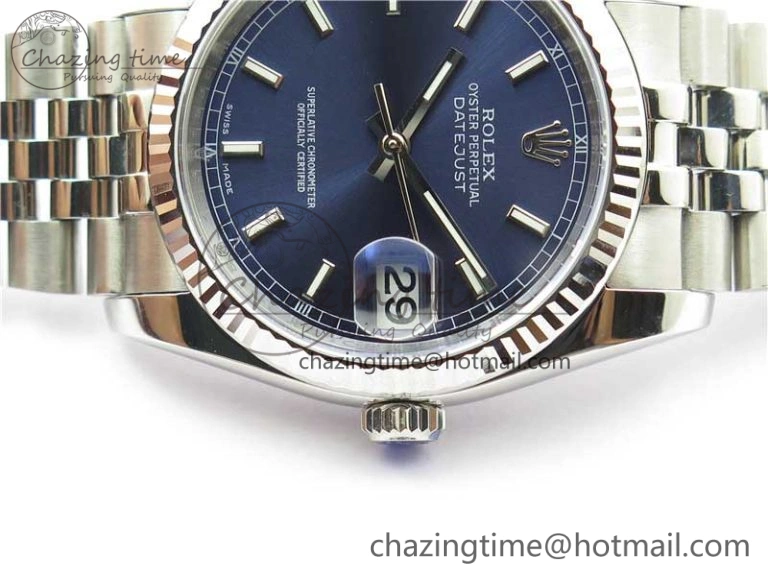 Datejust 36mm 116234 904L SS DJF 1:1 Best Edition Blue Dial Sticks Markers On SS Jubilee Bracelet A2824