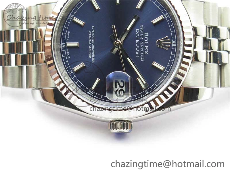 Datejust 36mm 116234 904L SS DJF 1:1 Best Edition Blue Dial Sticks Markers On SS Jubilee Bracelet A2824